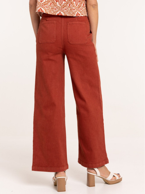 Pantalon large ceinturée femme