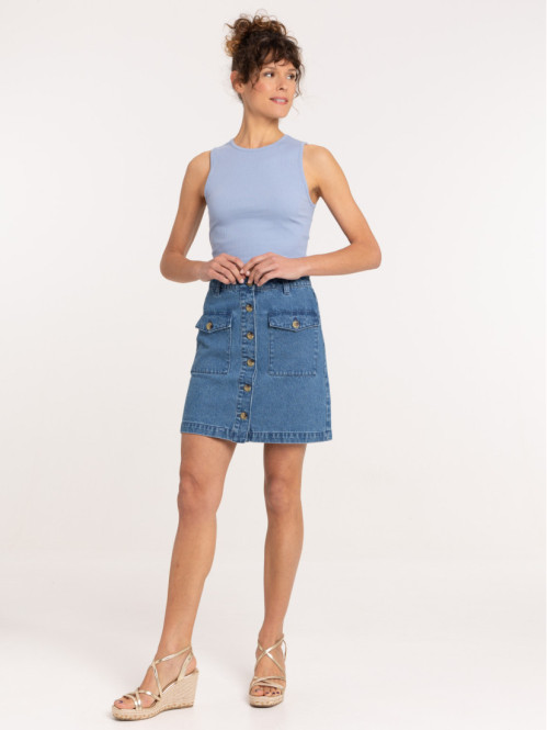 Jupe en jean stone boutonné femme