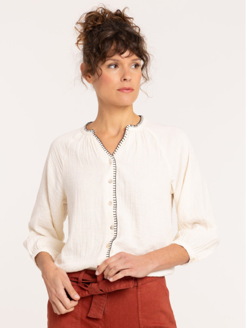 Chemise col rond ricotta femme