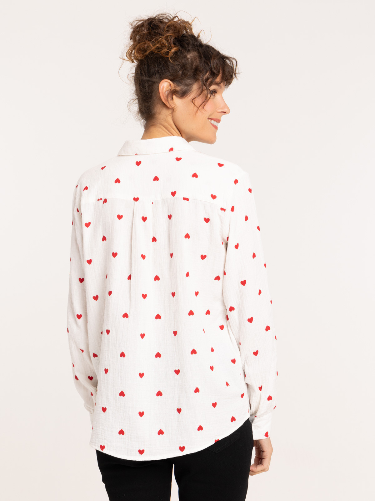 Chemise imprimée coeur all over femme