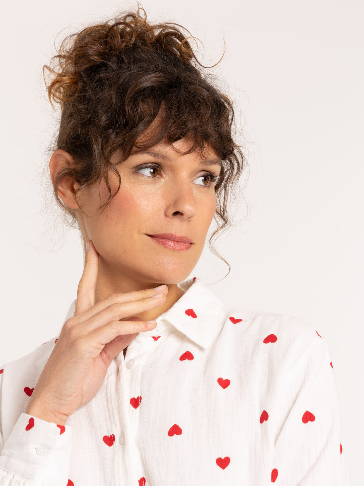 Chemise imprimée coeur all over femme