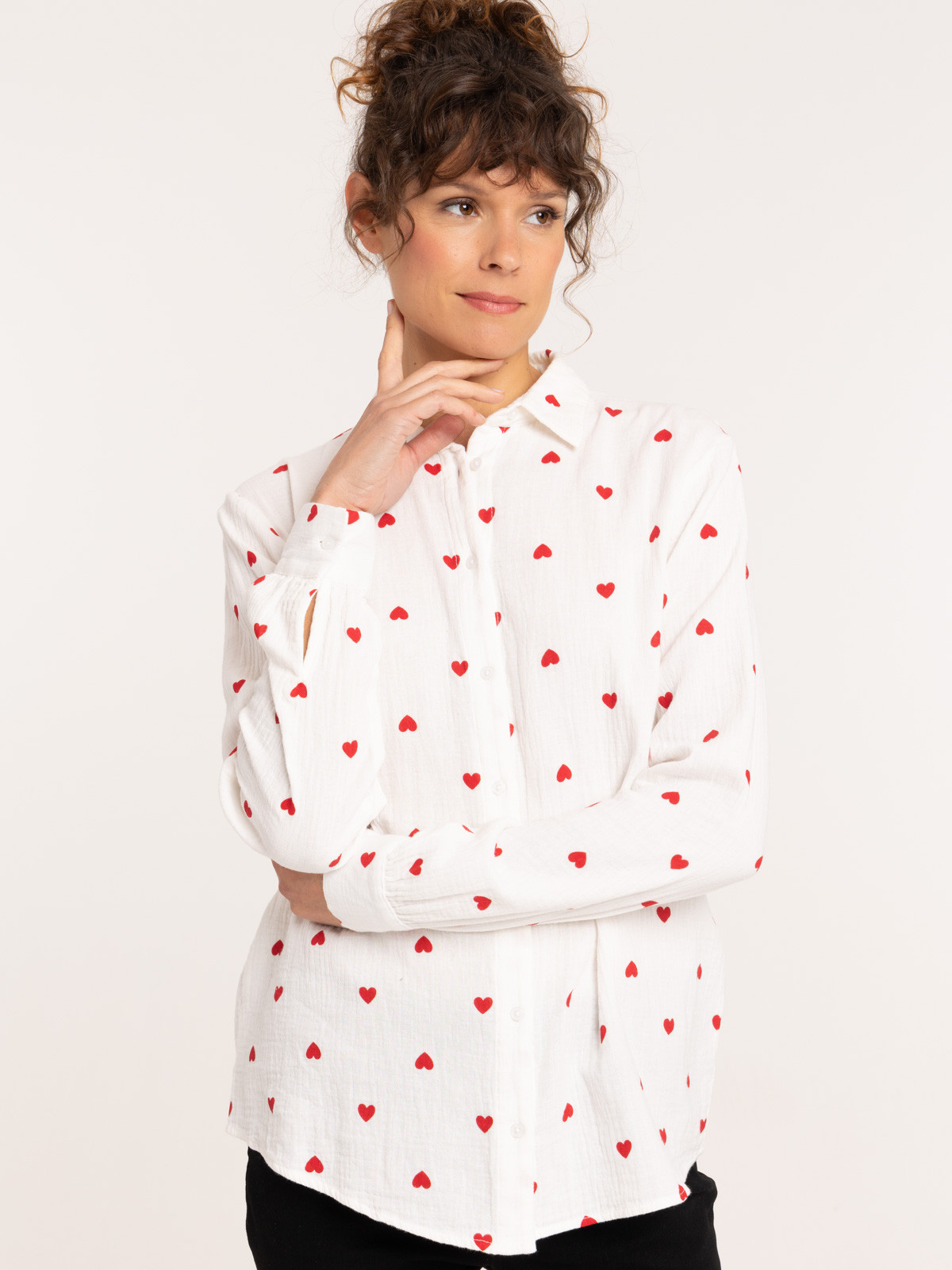 Chemise imprimée coeur all over femme