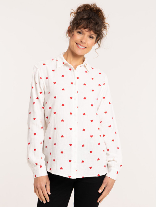 Chemise imprimée coeur all over femme