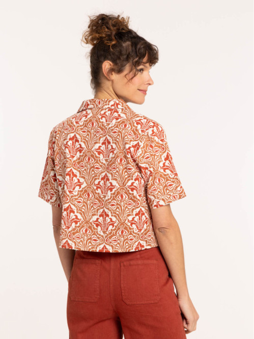 Chemise courte imprimée femme