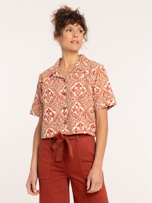 Chemise courte imprimée femme