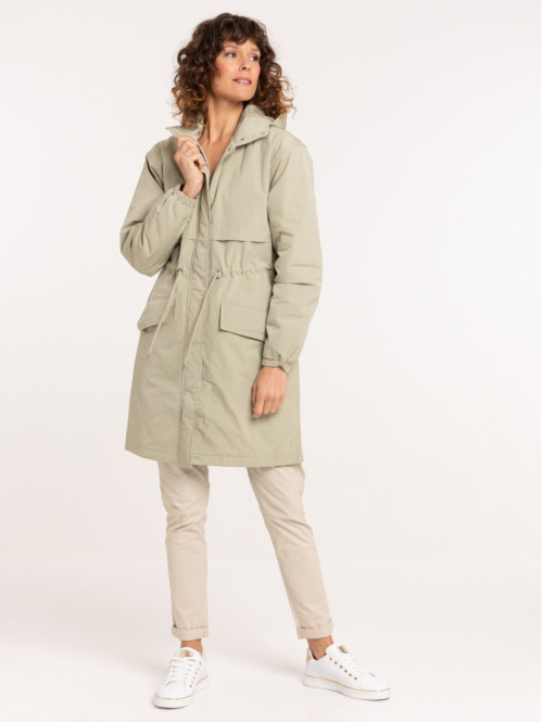 Parka longue capuche sauge...