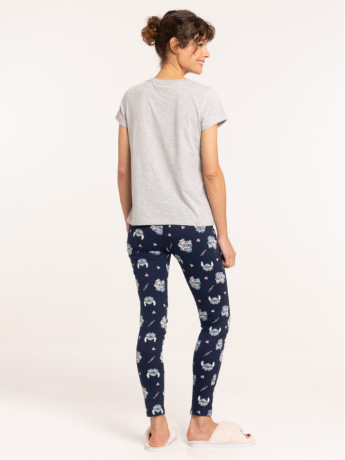 Pyjama Stitch femme marine navy