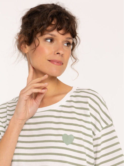 Pyjashort rayé coeur femme