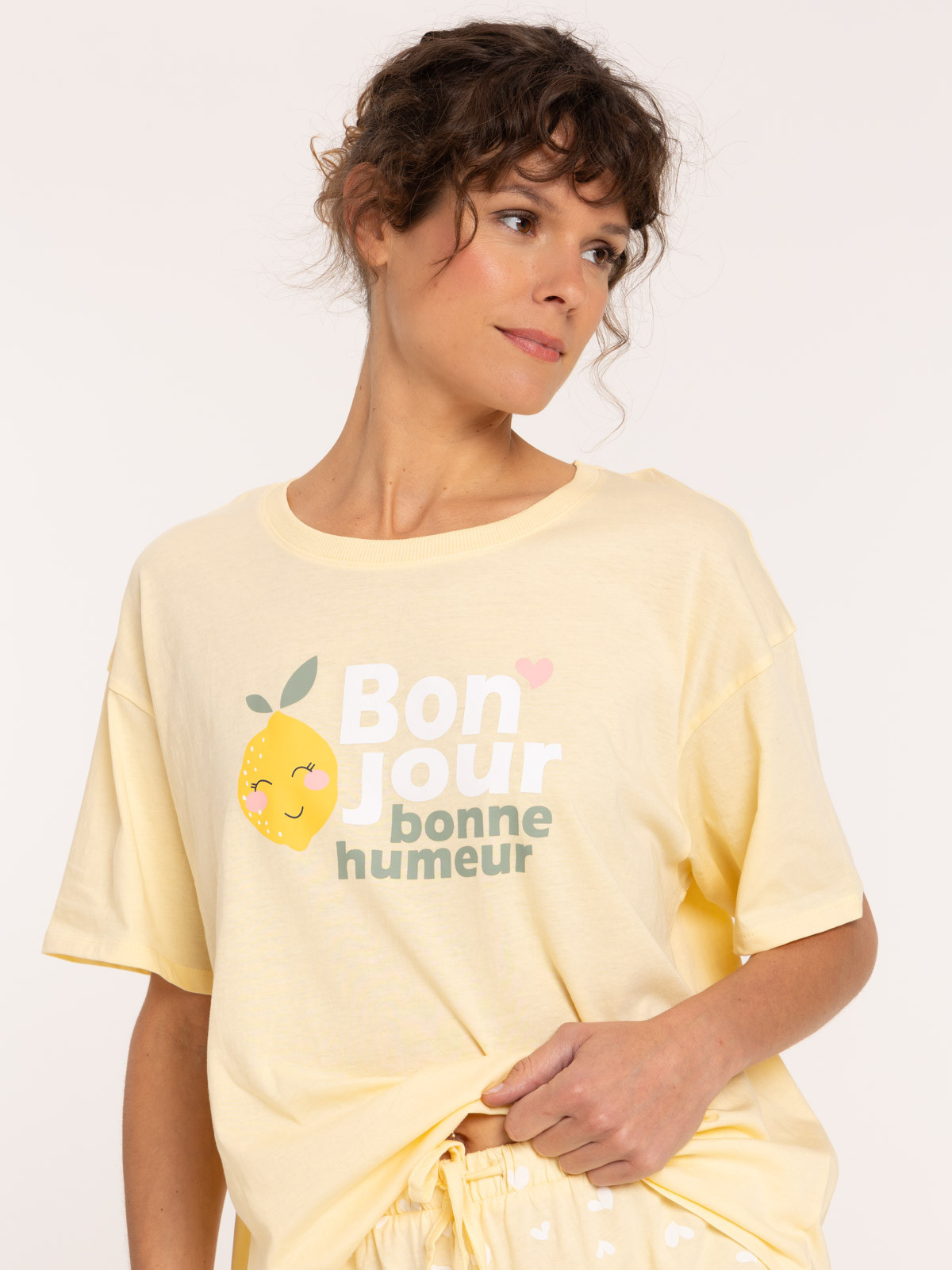 Pyjashort bonjour citron femme