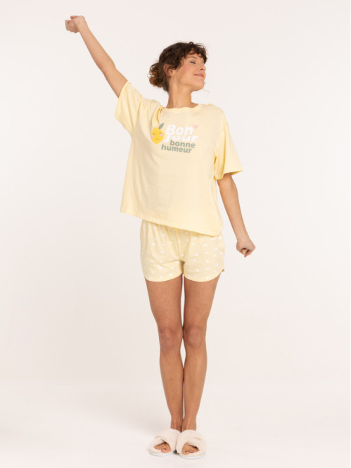 Pyjashort bonjour citron femme