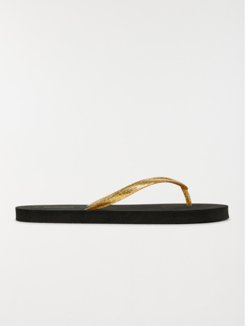 Tong noire bride dorée femme (36-41)