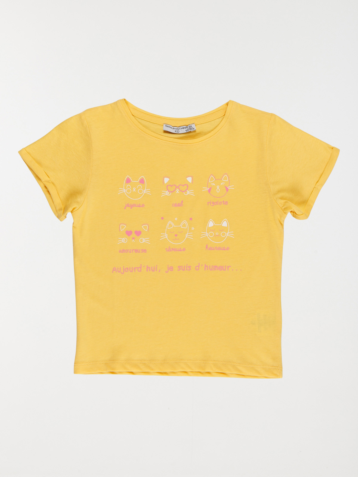Tee-shirt humeur chat fille (3-12A)