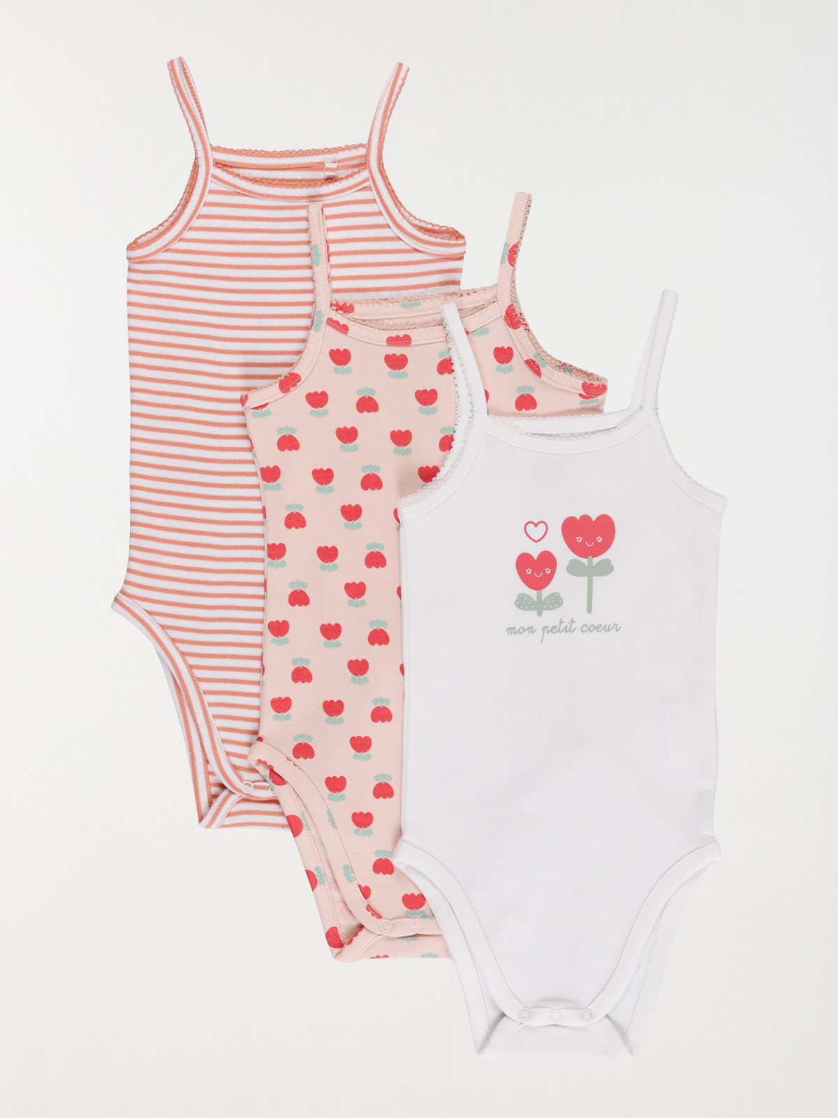 Lot de 3 bodies bretelles fille (3-24M)