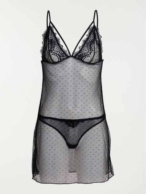 Nuisette et string noir femme (S-XXL)