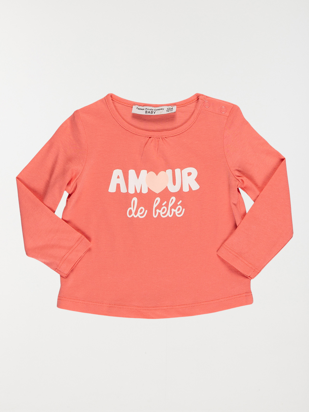 T-shirt amour fille twin pink (3-24M)