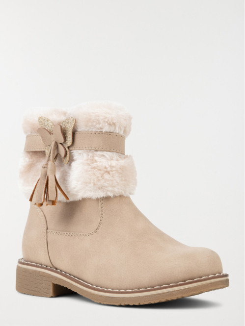 Bottines fourrées fille beige (31-35)