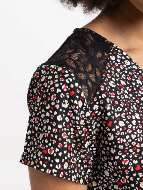 Blouse imprimé dentelle femme