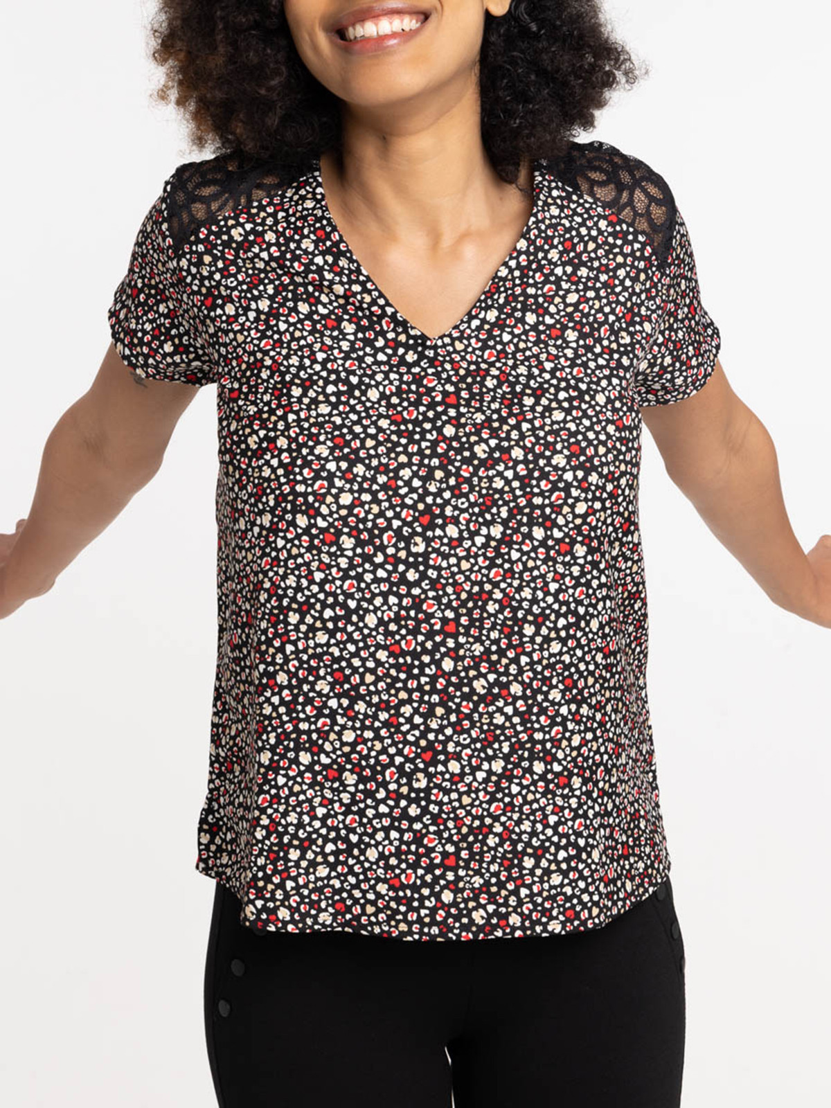 Blouse imprimé dentelle femme