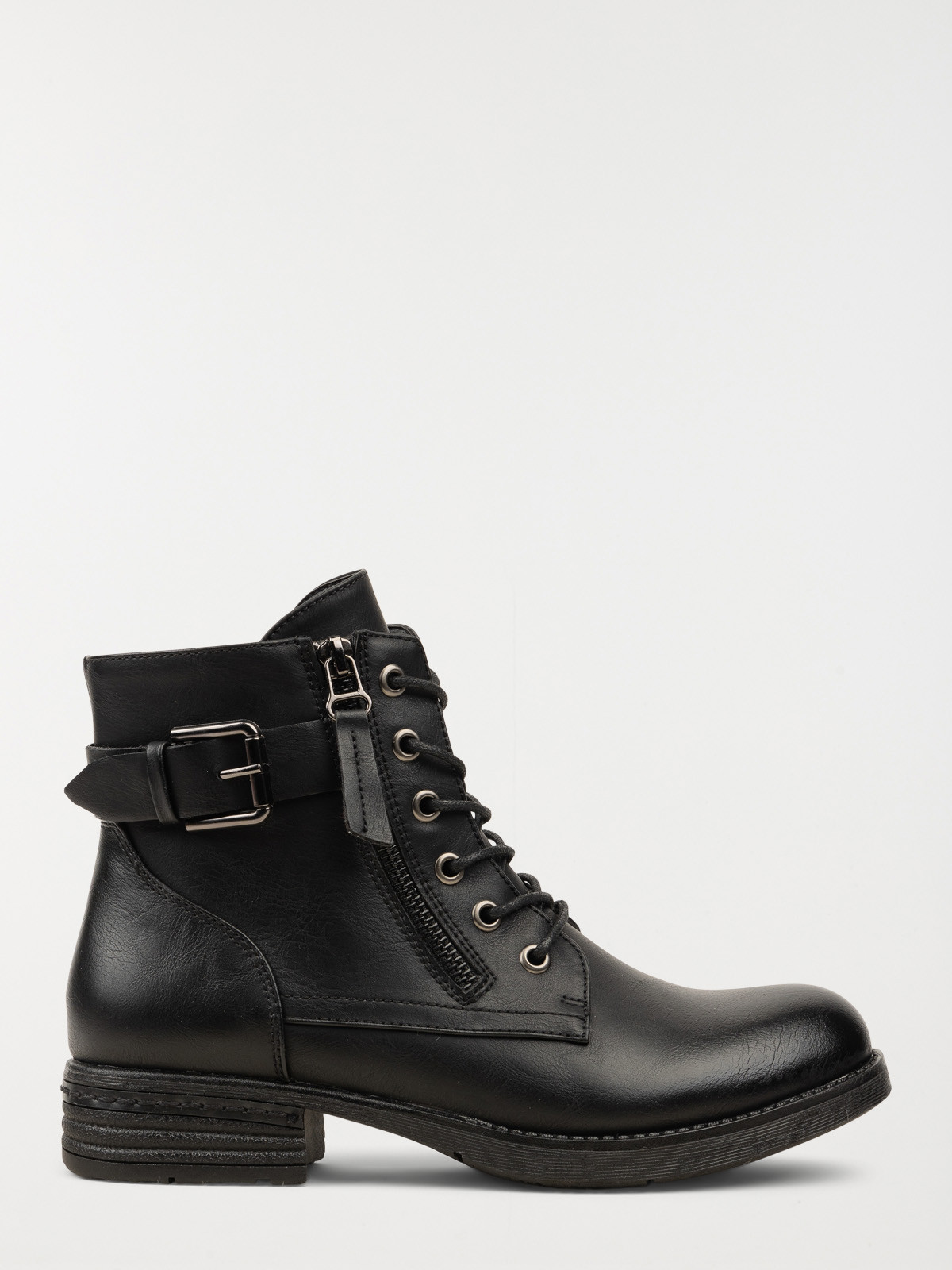Bottines noires zip lacet femme (36-41)