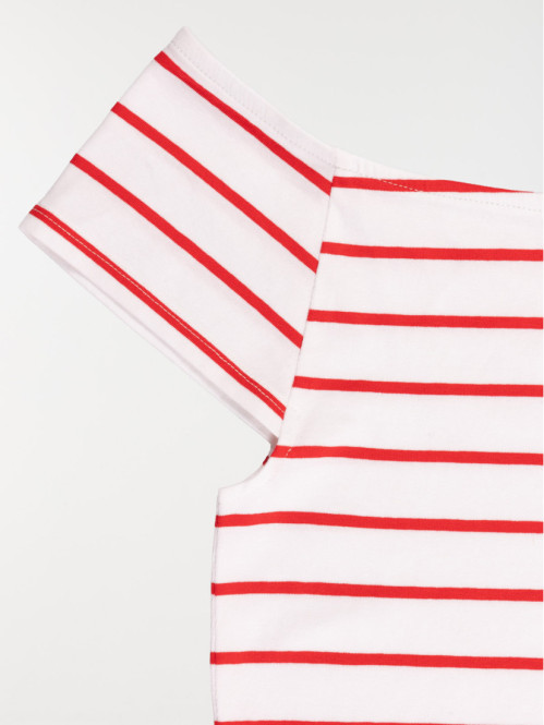 T-shirt court rayé fille...