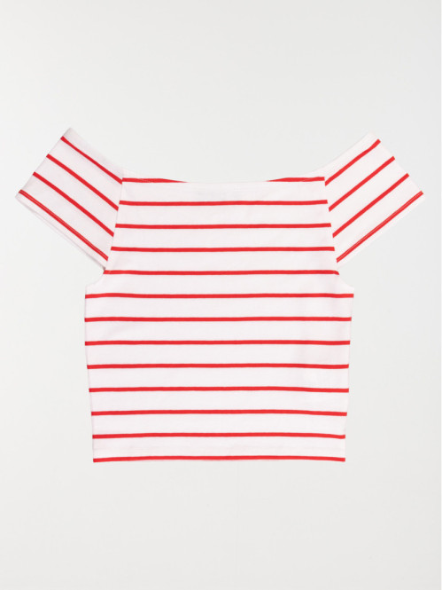 T-shirt court rayé fille (XXS-M)
