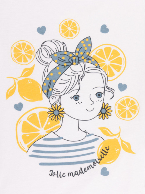 Tee-shirt blanc motif fille (3-12A) Tee-shirt blanc motif fille (3-12A)