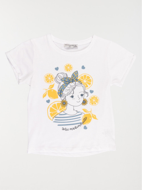 Tee-shirt blanc motif fille (3-12A) Tee-shirt blanc motif fille (3-12A)
