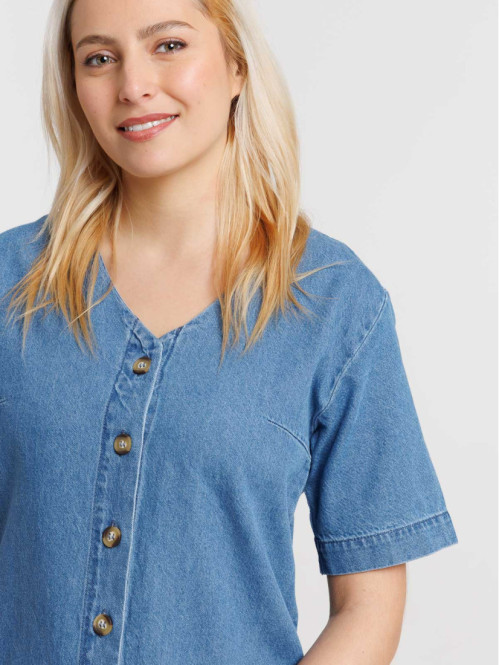 Robe denim stone coton femme