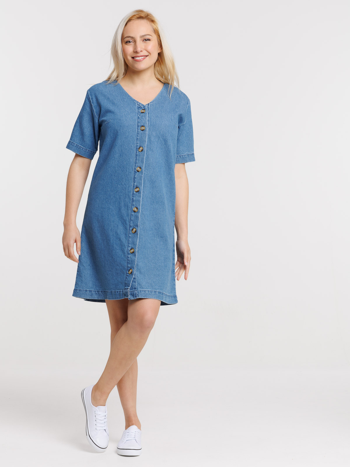 Robe denim stone coton femme