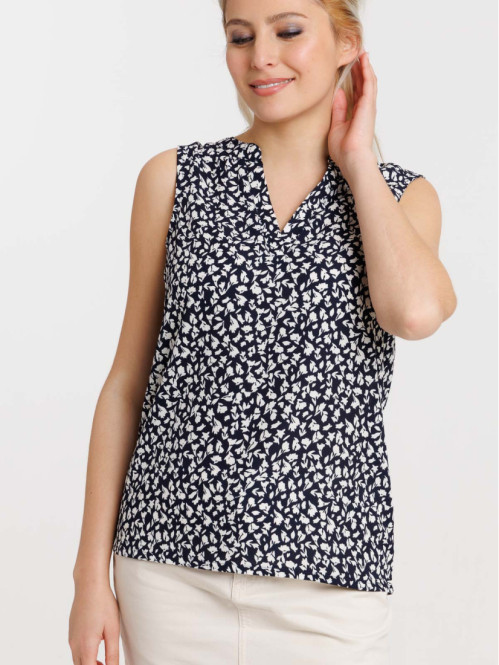 Blouse fleurie sans manches femme