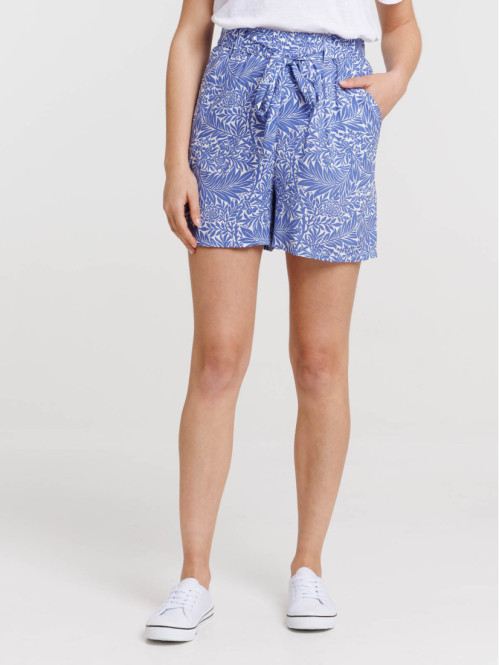 Short fleuri bleu lavande femme