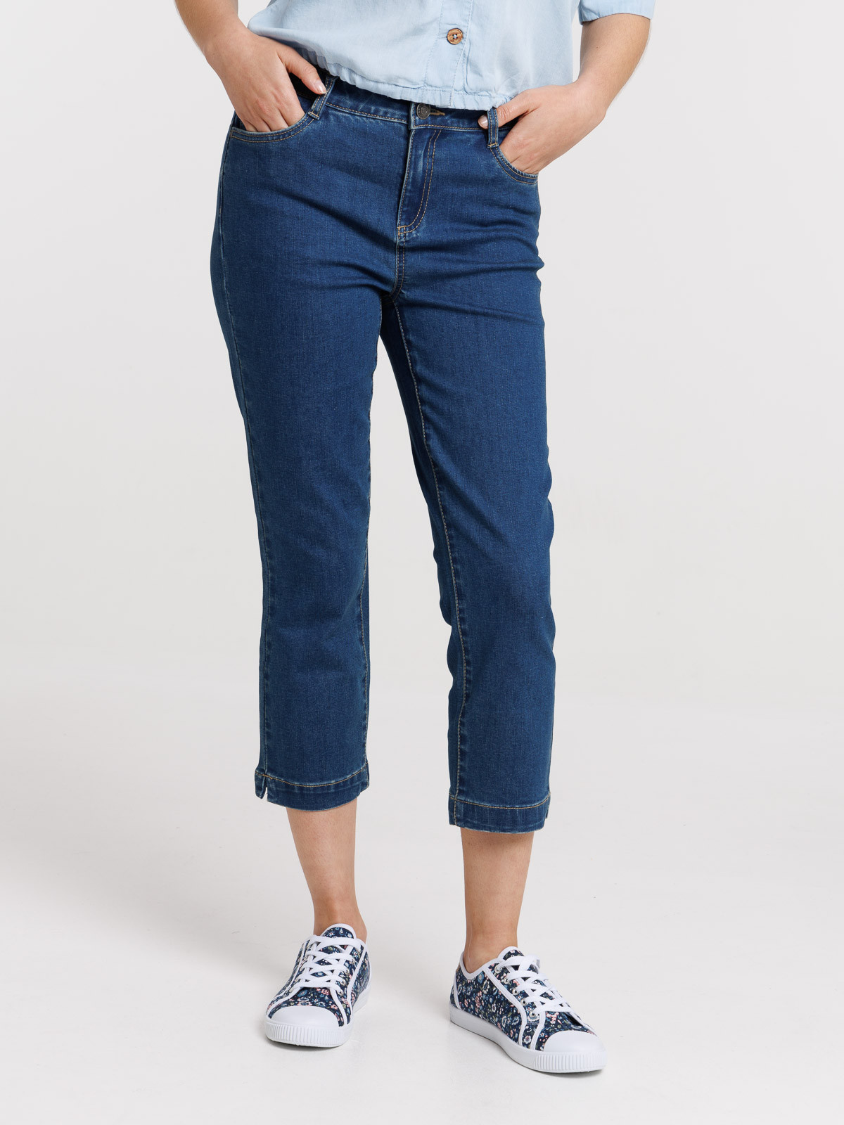 Pantacourt en jean stone femme