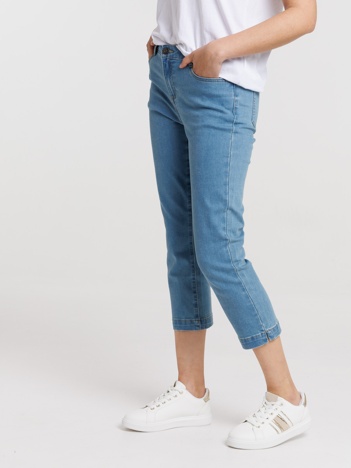 Pantacourt en jean bleached femme Pantacourt en jean bleached femme