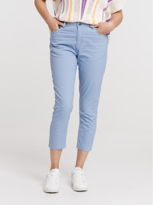 Pantacourt skinny bleu femme