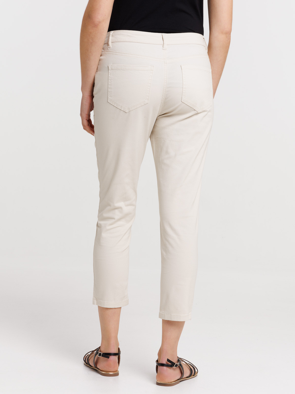 Pantacourt skinny beige femme