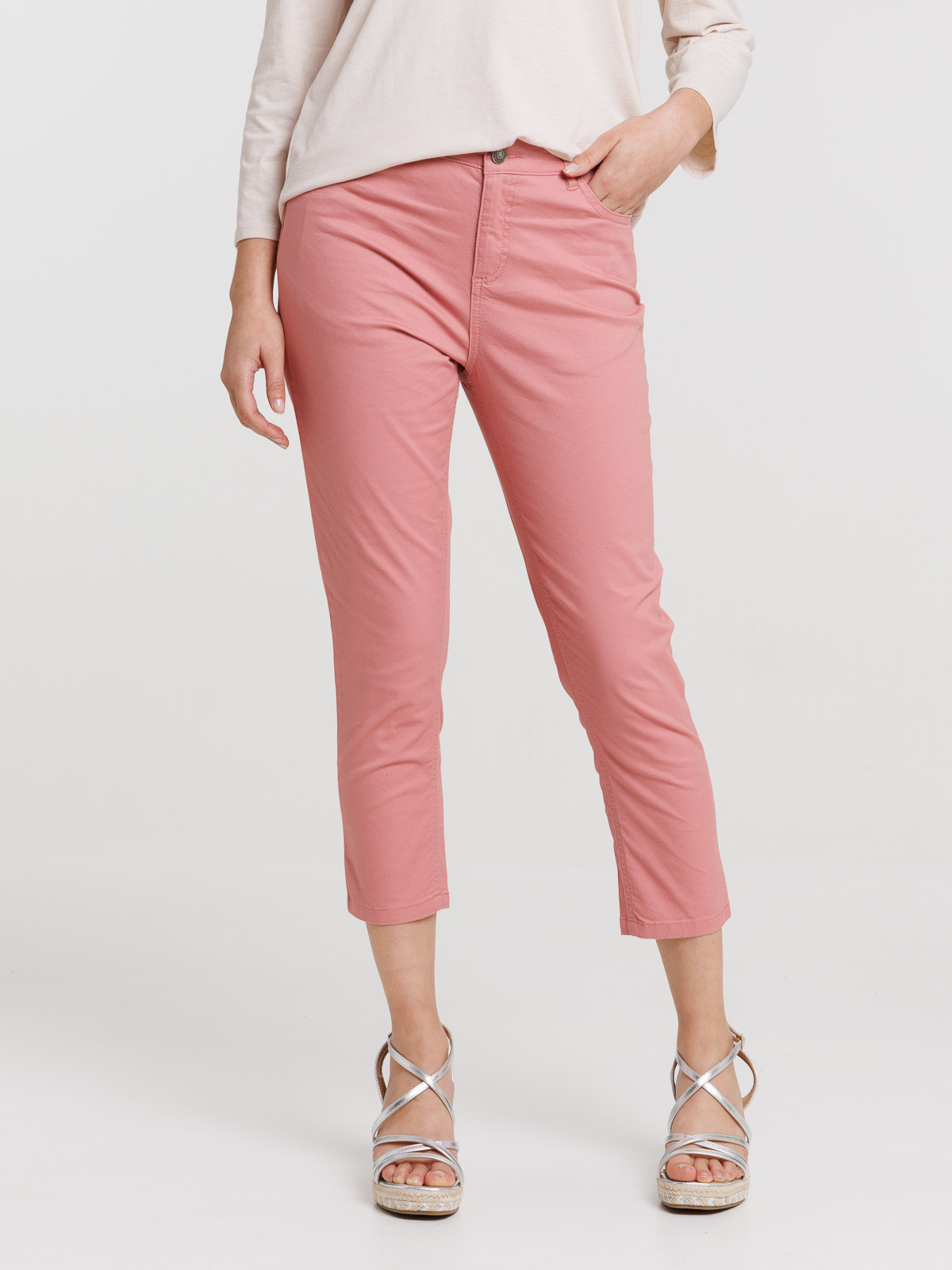 Pantacourt skinny bois de rose femme