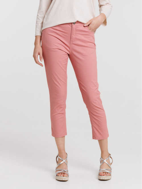 Pantacourt skinny bois de rose femme