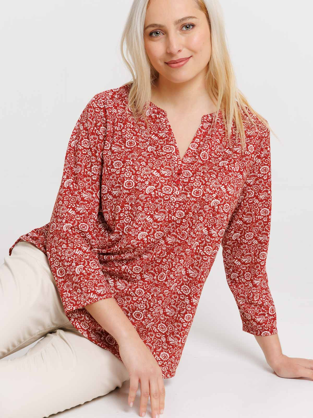 T-shirt col V imprimé femme