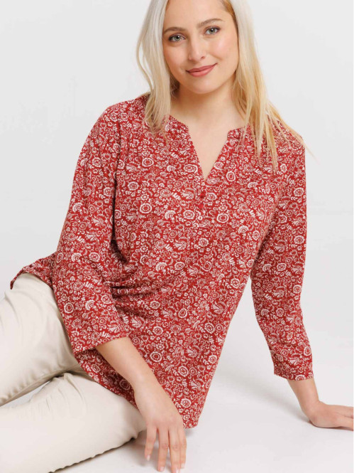 T-shirt col V imprimé femme