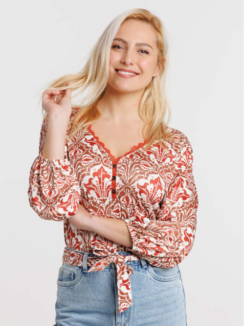 T-shirt imprimé manches longues femme