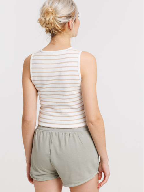 Débardeur rayé blanc/beige...