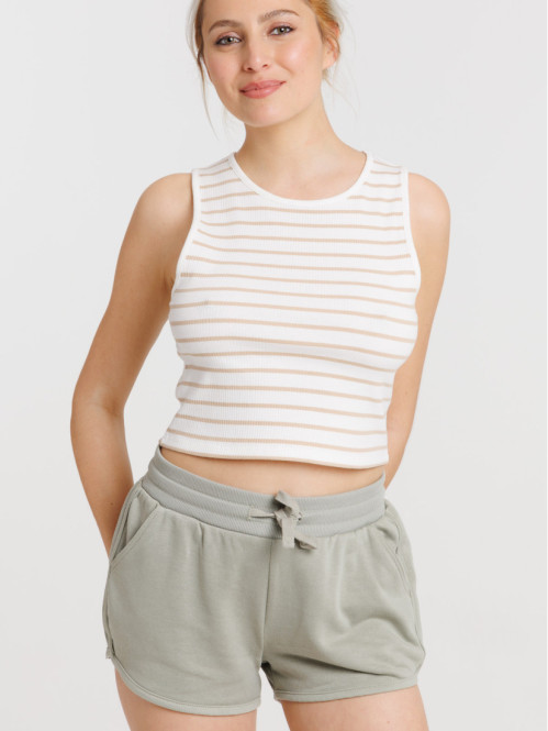 Débardeur rayé blanc/beige...