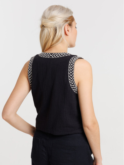 Veste imprimée noire femme