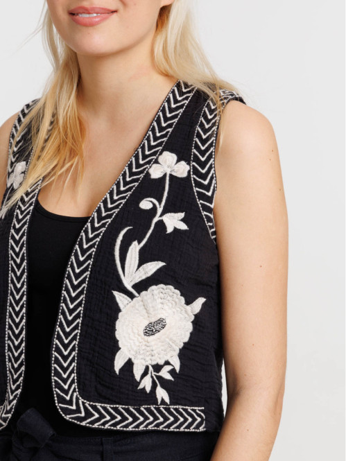 Veste imprimée noire femme