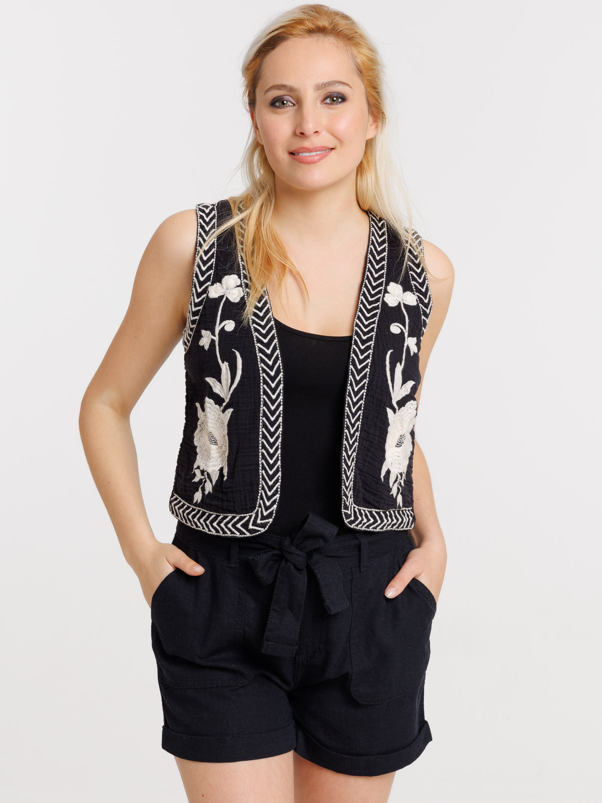 Veste imprimée noire femme