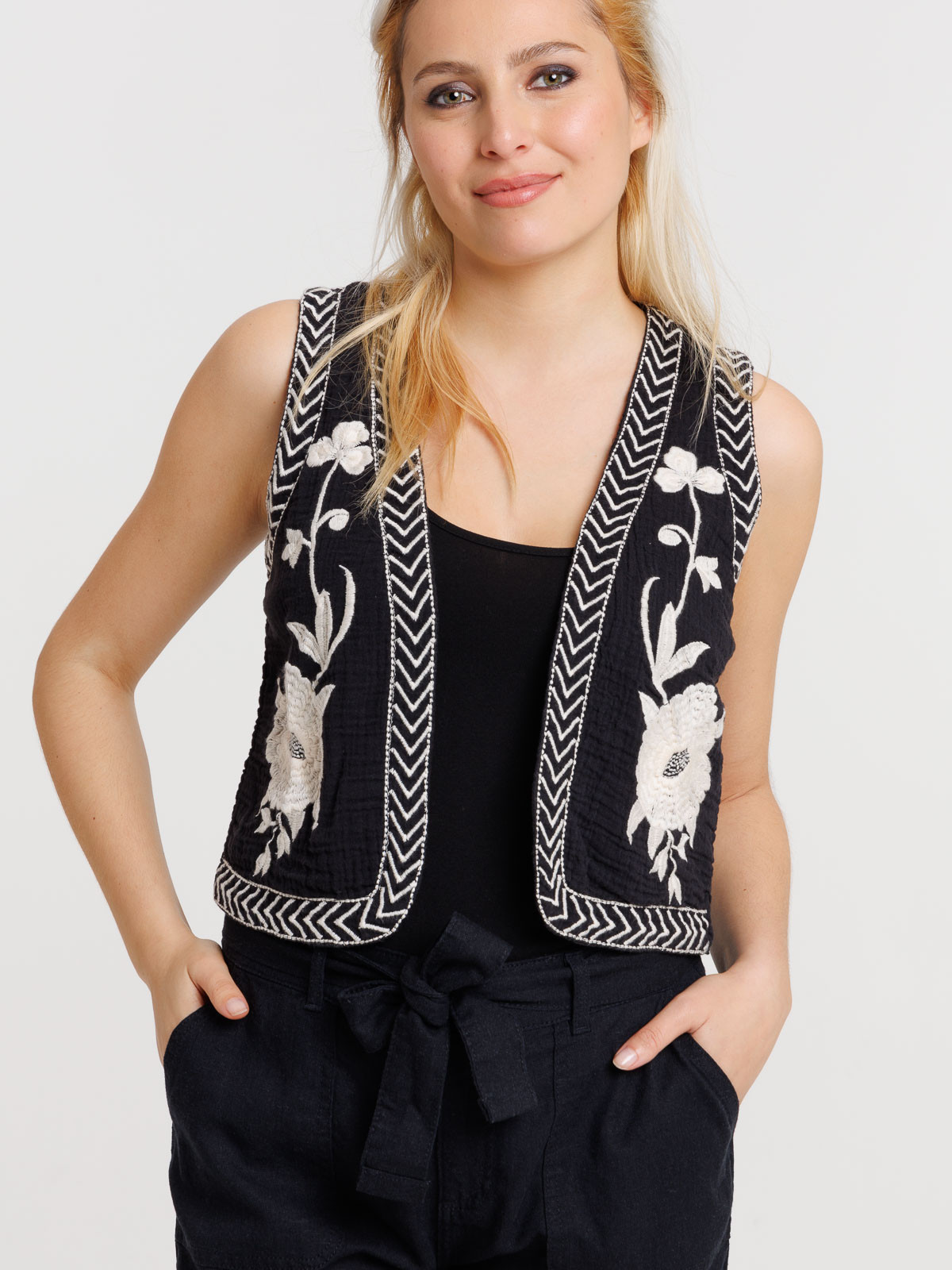Veste imprimée noire femme