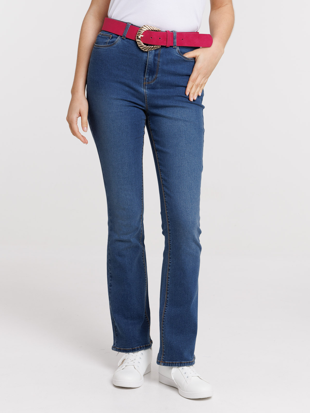 Jean bootcut ceinture stone femme