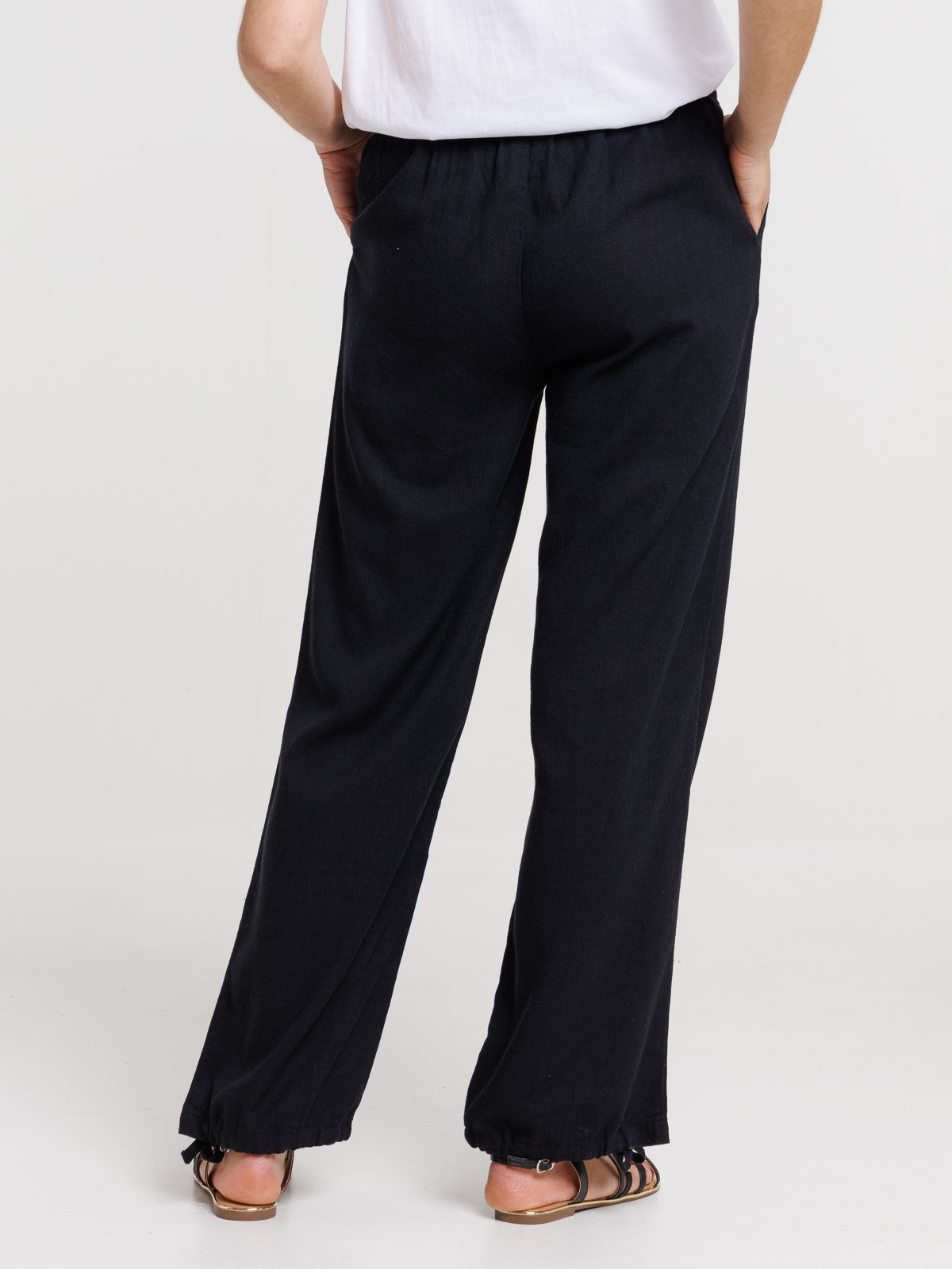 Pantalon en lin noir femme