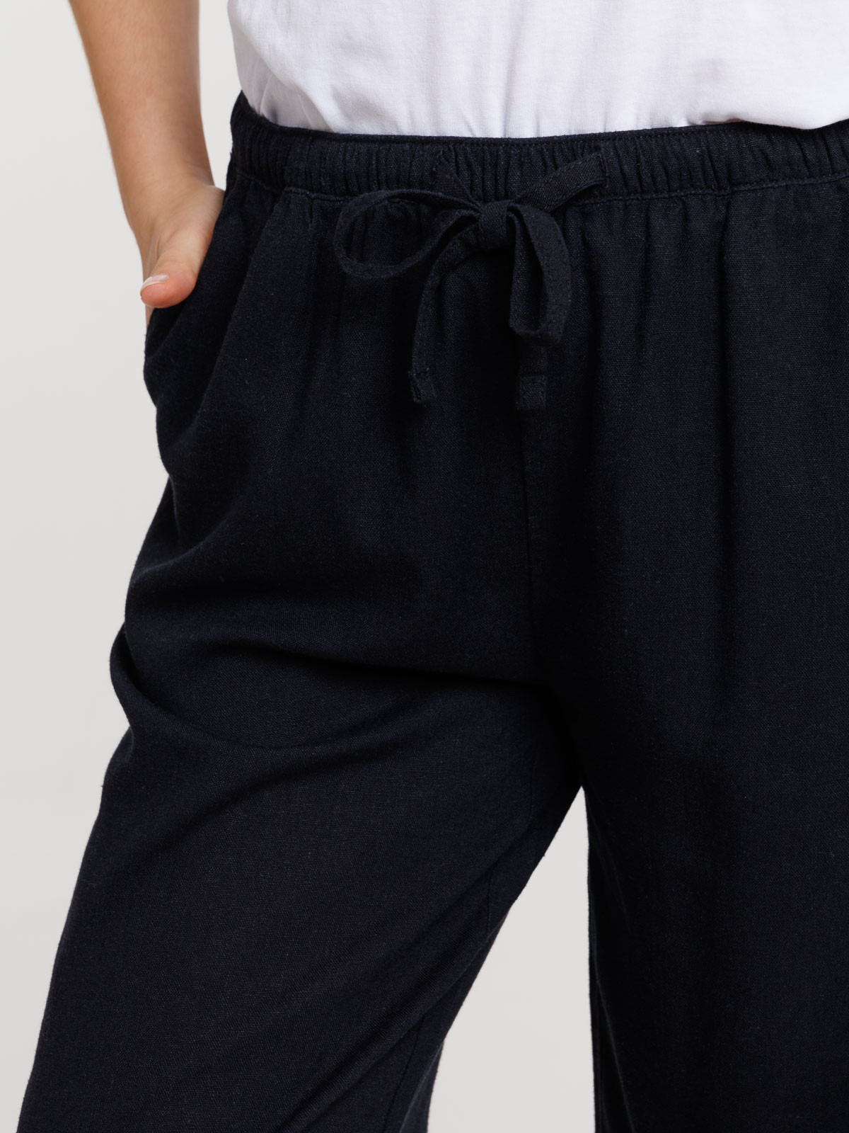 Pantalon en lin noir femme