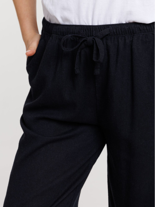 Pantalon en lin noir femme